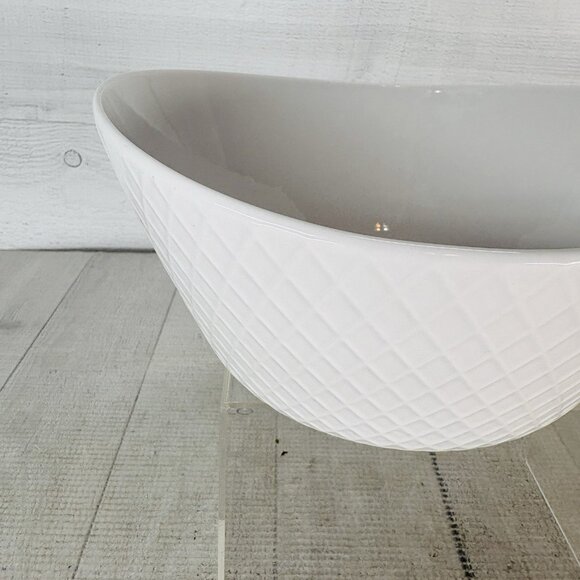 Over And Back DIAMOND White Embossed Criss Cross 8" All Purpose Bowl Set of 2 - Picture 11 of 15